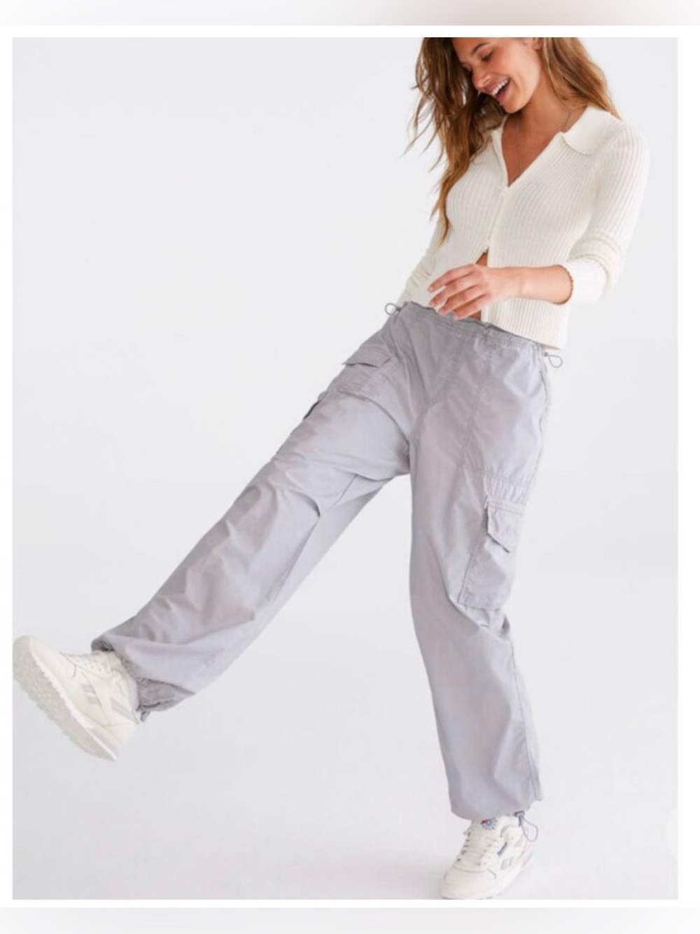 NWT AEROPOSTALE Urban Parachute Cargo Pant Pockets Toggles Gray Size Small
